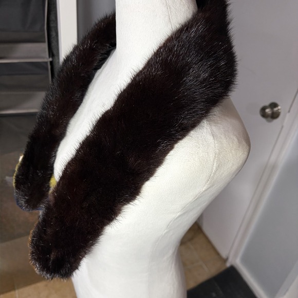 Vintage Miller Brothers Genuine Mink Fur Collar Dark Brown Detachable Estate - Picture 4 of 11
